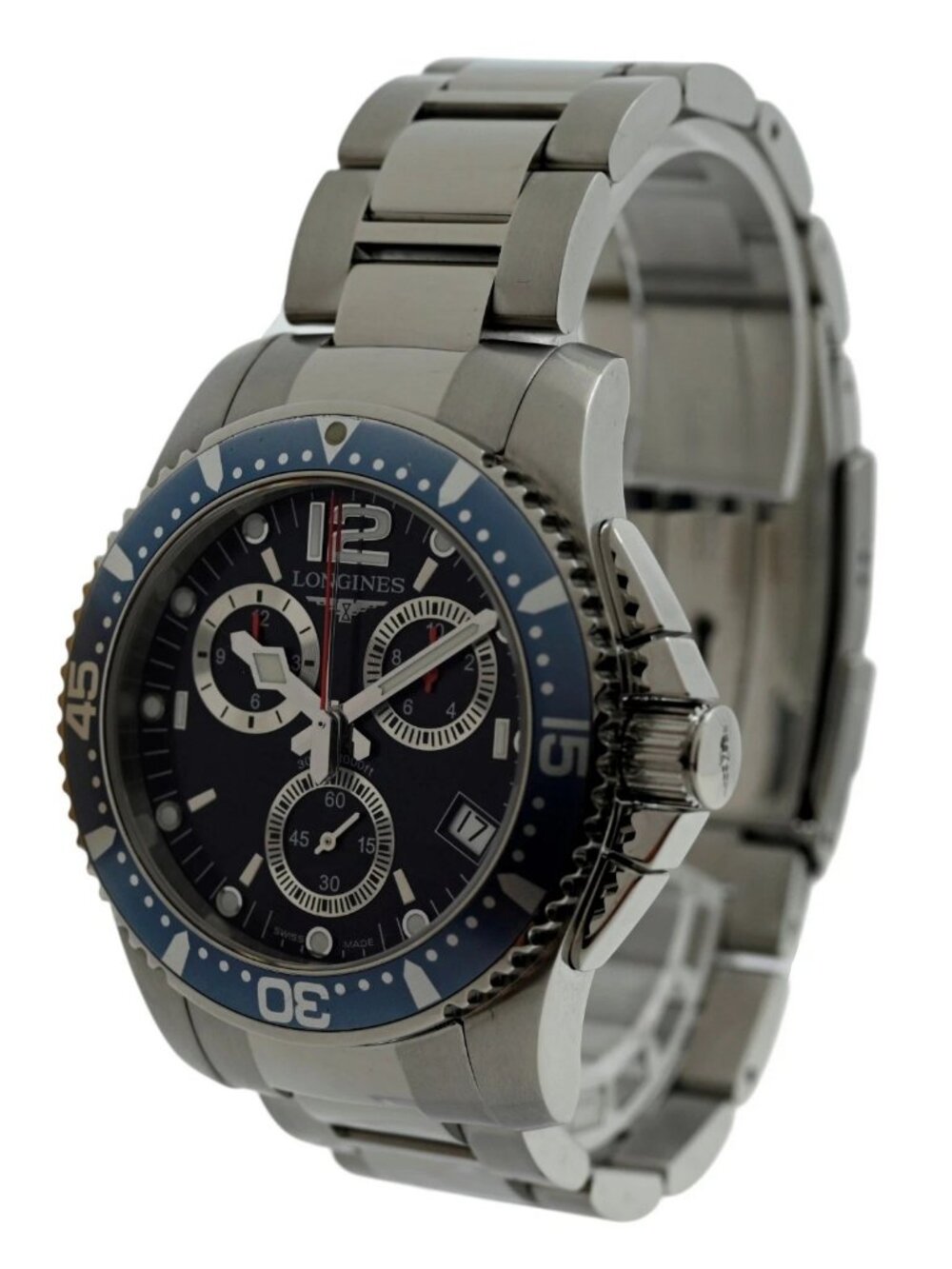 Longines 41mm Men's Hydro Conquest EF Co Blue Bezel Swiss Watch! Ref: L3.643.4!
